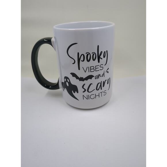 Gibson Home Spooky Vibes & Scary Nights 16oz White Ghost Coffee Mug Cup New - Picture 1 of 7